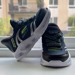 Skechers Kids' Navy and Lime Sneakers